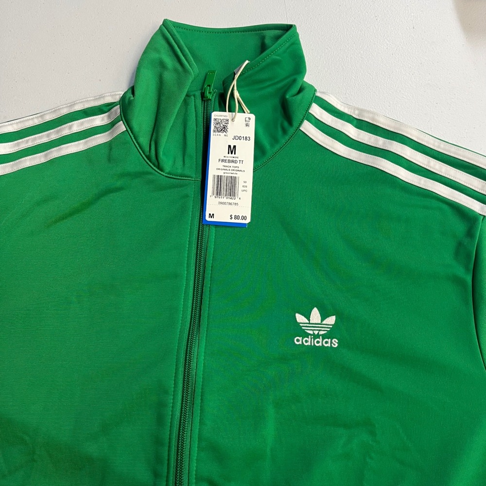Adidas Firebird TT Track Jacket Mens Green White Stripes Sporty M JD0183 NWT - Picture 9 of 9
